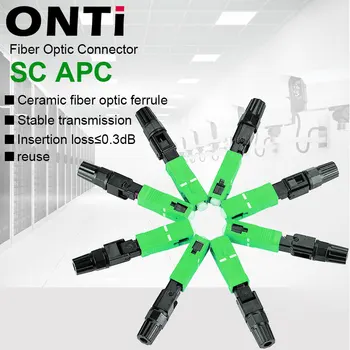 ONTi 50-400pcs SC APC Fiber Optic Fast Connector Single Mode Fiber Optic Adapter FTTH Fiber Quick Connector Field Assembly 1