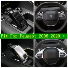 

Gear Box Shift Knob Head Handball / Steering Wheel Multifunction Button Decoration Cover Trim Fit For Peugeot 2008 2020 2021