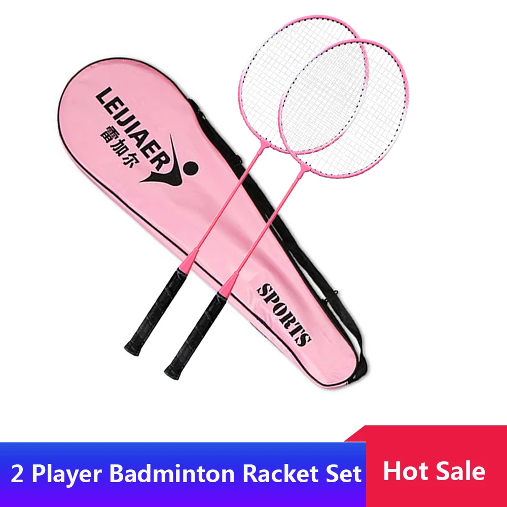 Entweg 2 Player Badminton Racket Set Indoor Outdoor Sports Students Children Practice Badminton Racquet with Cover Bag-Blue