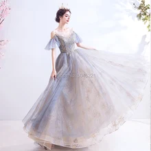 Новейшее арабское банкетное элегантное серое синее вечернее платье с глубоким вырезом и кружевной аппликацией длинное вечернее платье на Среднем Востоке Vestidos De Fiesta