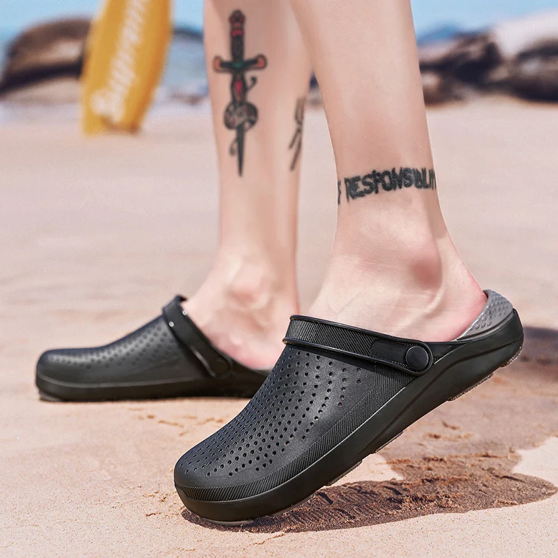 Croc/садовая обувь для мужчин Дышащие быстросохнущие летние сандалии Модные