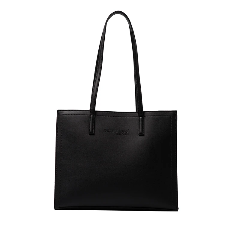 Bolso negro elegante para mujer, bandoleras de piel sintética de alta calidad, bolso grande bolso de mano sencillo mujer, bolso de saco hilo A Main|Bolsos de hombro| -