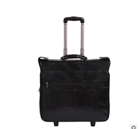 Чемодан для путешествий чемодан из искусственной кожи чемоданы на колесиках тележка для багажа на колесах сумки мужские деловые дорожные сумки на колесах - Цвет: black