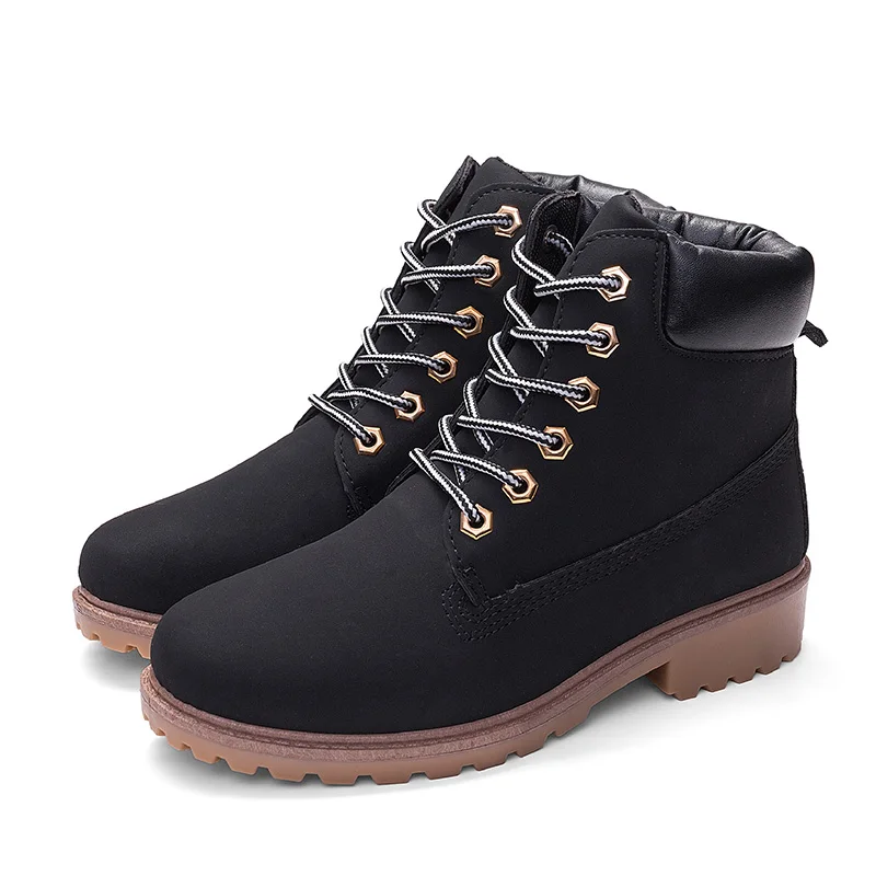 Black No Fur Ботильоны для женщин; Новинка года; брендовые зимние ботинки; модные теплые зимние ботинки; женская однотонная обувь на квадратном каблуке; женская обувь; большие размеры 36-41 - Цвет: Black No Fur