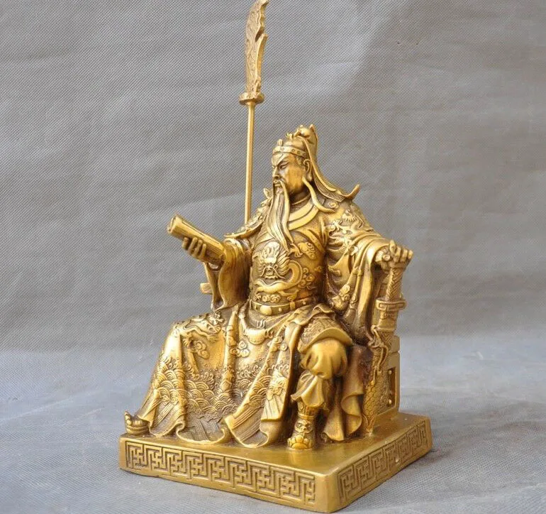Китайский дракон из латуни воин Бог Guan Gong Yu Guan Yu Look книжная статуя