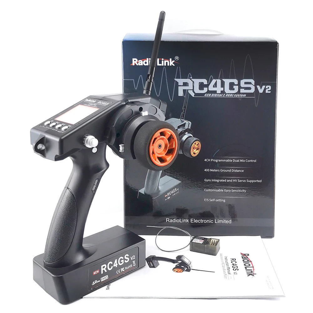 RadioLink RC4GS V2/ RC6GS V2 2.4G 4CH Car Controller Transmitter + R6FG