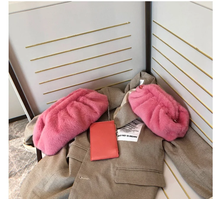 Pink Caker бренд женские белые мягкие сумки из искусственного меха Высокое качество клатчи сумки Прямая поставка - Цвет: Pink