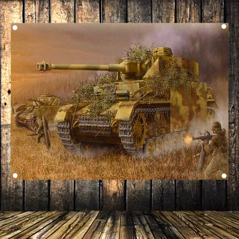 

WW2 GER Tank Panzer Military Victory Posters Senior Art Waterproof Cloth Flag Banner Tapestry Mural Vintage Decor Upholstery