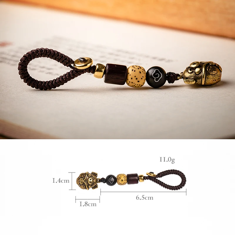 brass pig bell rope keychain (1)