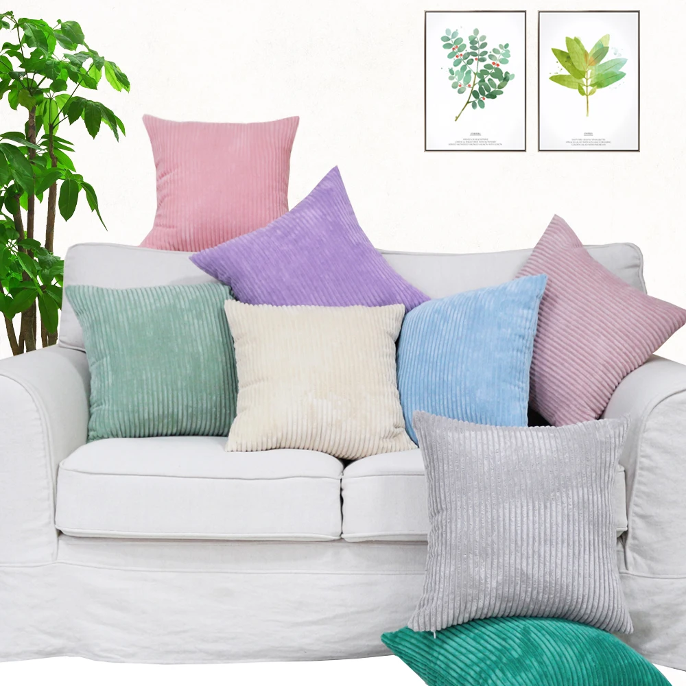 

Stripe Soft Corduroy Plush Plaid Solid Color Cushion Cover 40*40cm Home Decor Sofa Bed Throw Pillow Case Custom 35 45x45 50 60