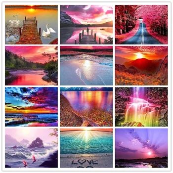 

NEW 5D DIY Square&Round Sunset Seascape Diamond Painting Embroidery Mosaic Cross Stitch Home Decor Hanging Painting