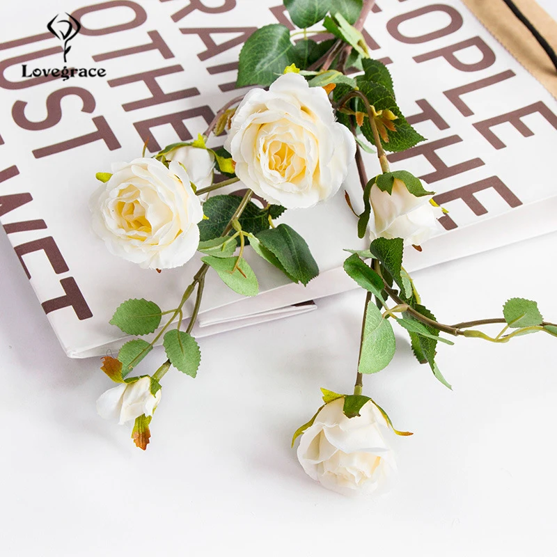 Искусственный чай Роза Flore DIY вечерние украшения Винтаж шелк искусственный Flore маленькая Роза Свадьба Искусственный цветок ветка фестиваль домашний декор
