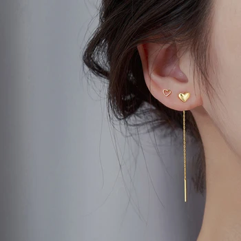 

LIAM 925 Sterling Silver INS Hot Smooth Love Shap Ear Line Trendy 2020 New Korean Temperament long Tassel Earrings Accessories