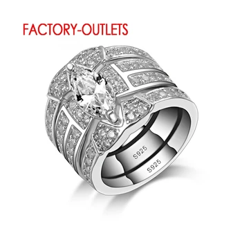 

Fashion Vintage Wedding Engagement Rings Sets For Women 3 Pieces White Cubic Zirconia 925 Ring
