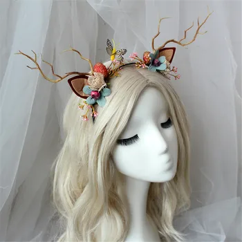 

faun antler deer headband christmas party deer cosplay props girls headbands horns hairdresser reindeer antlers headpiece