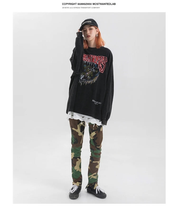 Марка New Fashion Hi Street футболка с принтом Мужская в стиле панк-рок; футболка с длинным рукавом в стиле ретро Повседневное хлопковые футболки мужской R2060