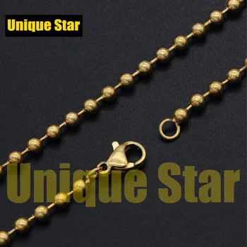 

3pcs/lot 3mm 100% Stainless Steel Gold Plated Ball Bead Basic Chain Necklace Wholesale Diy Jewelry Making Basic Chains