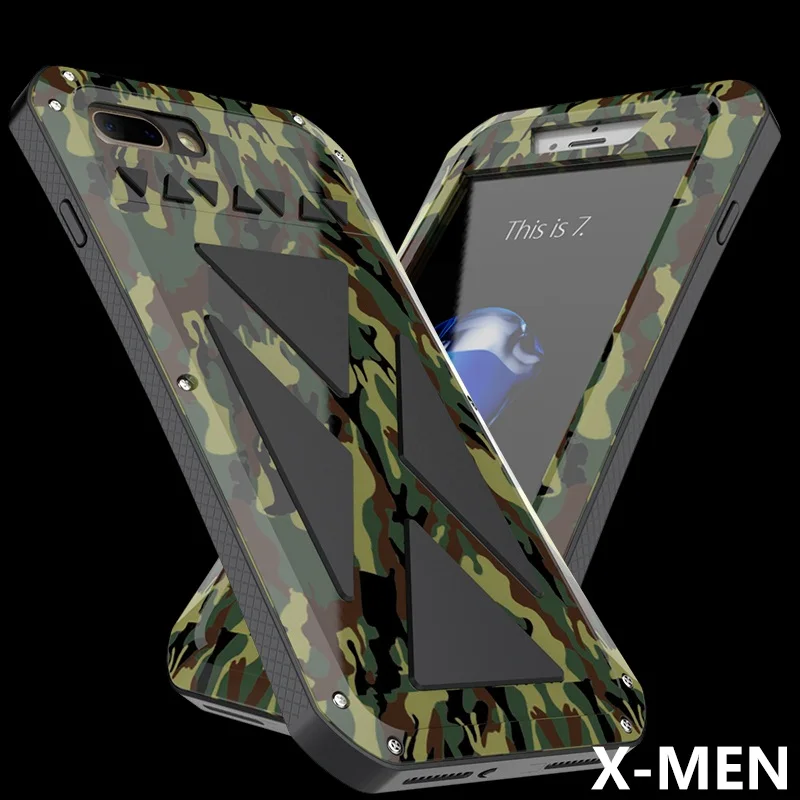 R-JUST x-men полный корпус чехол для iPhone 6 6S 7 Открытый противоударный металлический Броня чехол для iPhone 7 6S 6 Plus чехол Gorilla glass - Цвет: Зеленый