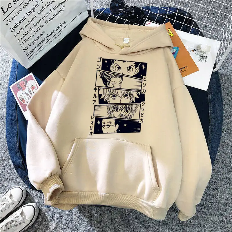 Hot Japanese Anime Manga Hunter X Hoodies Men/Women Loose Long Sleeve Sweatshirts Pullovers Tops Killua Zoldyck Hoodie | Мужская одежда