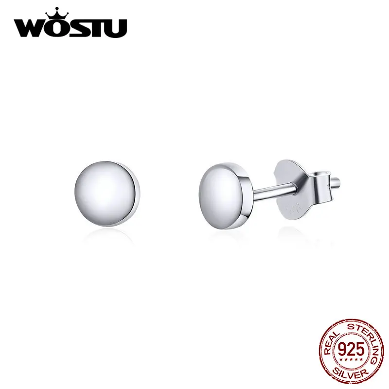 WOSTU, 925 пробы, серебряные крошечные серьги-гвоздики в горошек, минималистичные, розовое золото, маленькие серьги для женщин, вечерние, модные ювелирные изделия, CQE705-A