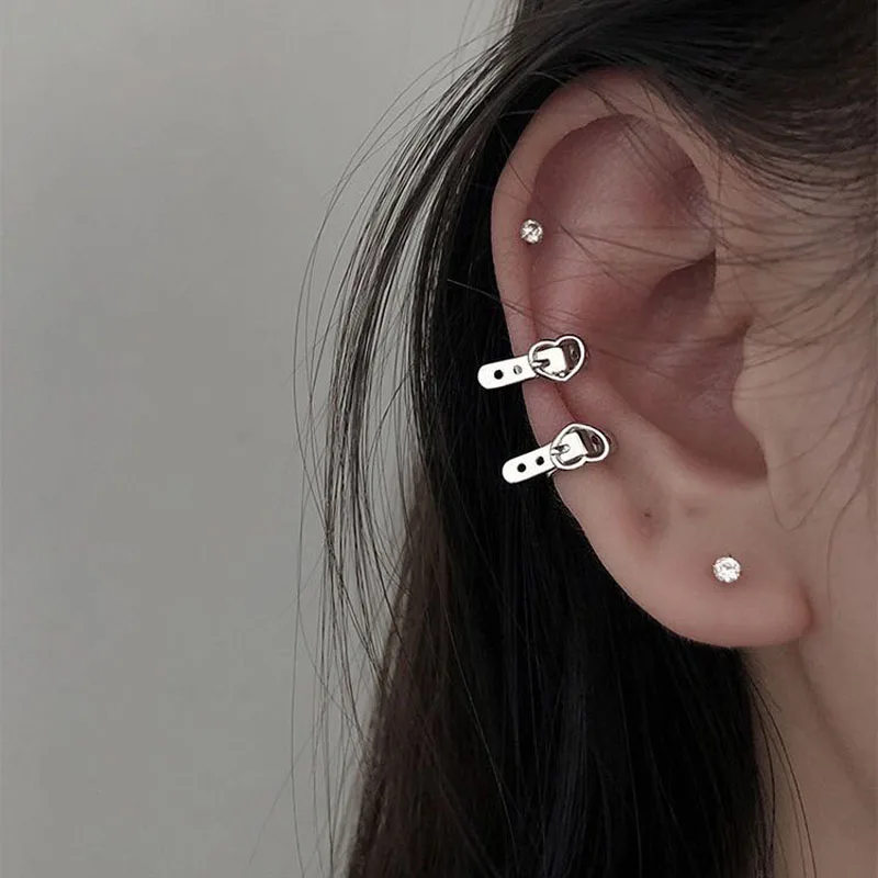 Женские серьги-клипсы в форме сердца украшение для ремня стиле панк вечеринки