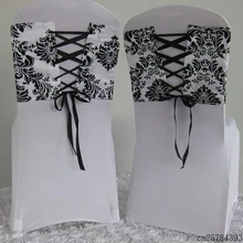 50 шт. украшение для стула для свадебного украшения дамасский корсет стул пояс белый и черный