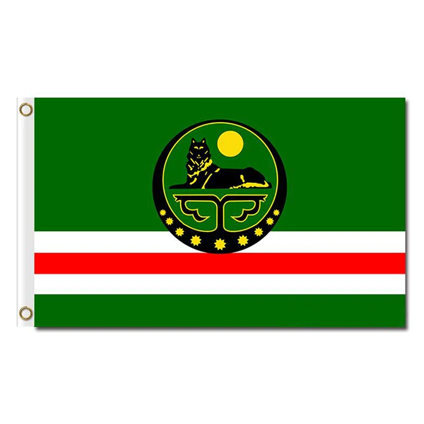 Flag-of-Chechnya-Republic-Russia-State-Flag-3x5FT-banner-100D-150X90CM-Polyester-brass-grommets-custom-flag