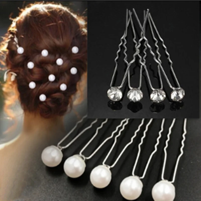 

20pcs Single White Pearl Rhinestone Hair Pins Bridal Hairpins Wedding Hair Accessories for Women Hair Styling Tools T0742