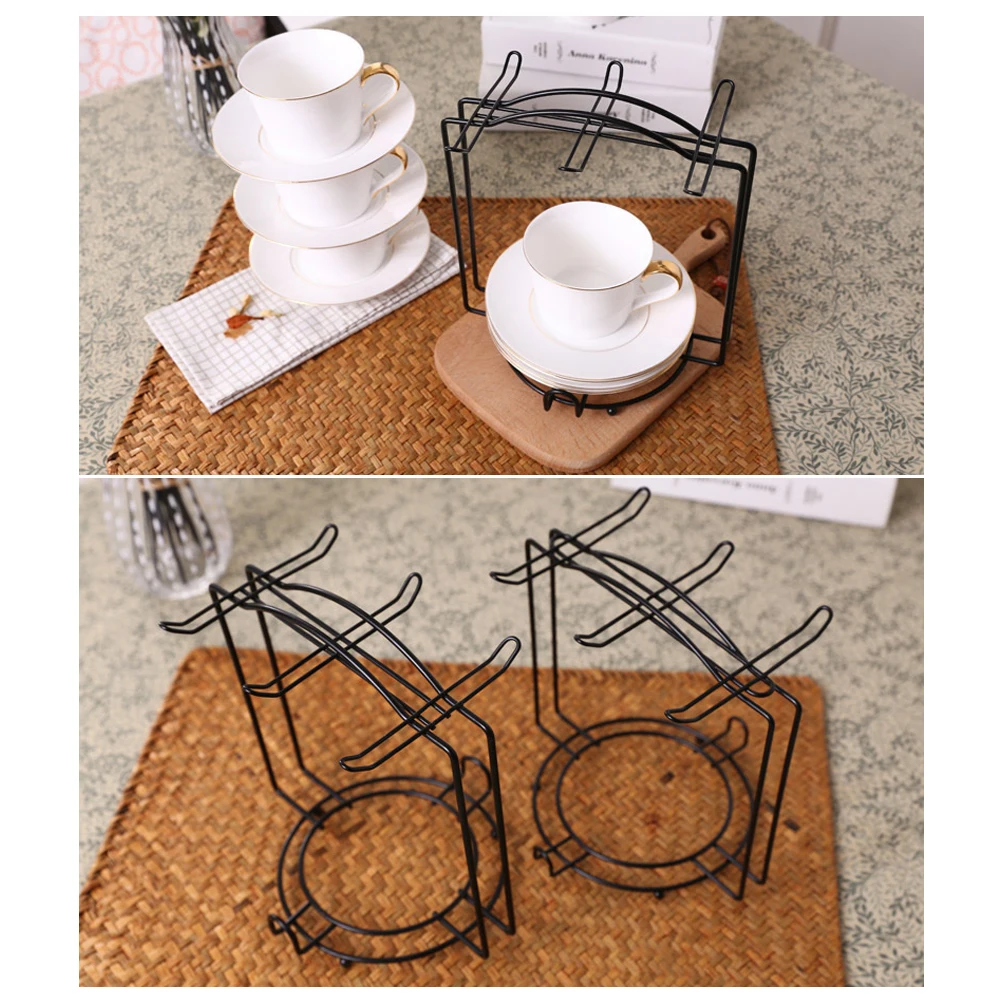 Tea Cup And Saucer Display Rack Stainless Steel Coffee Cup Holders For  Counter Drying Rack For Cups Dishes 6 Hooks - Storage Holders & Racks -  AliExpress