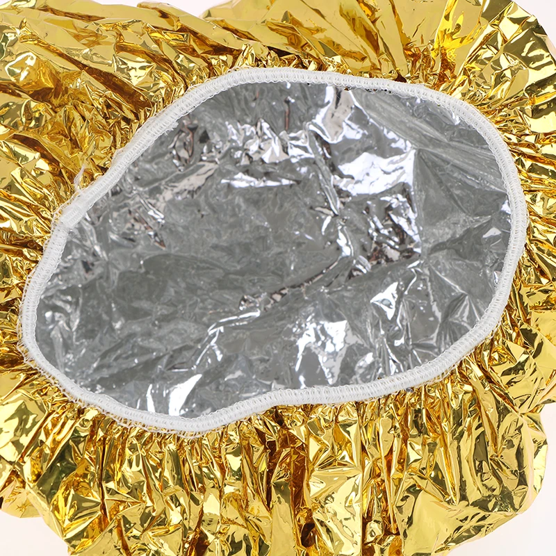 Ladies shower cap thermal insulation aluminum foil hat stretch shower cap hair salon hair dyeing cap hair dyeing tools images - 6