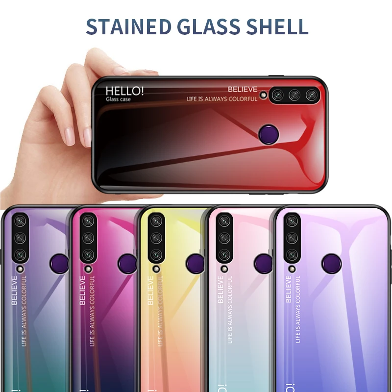 Чехол с цветным стеклом для Huawei Y6P Y5P Y7P Y9S Y7 Y9 Prime Y5 Y6 Pro 2019 защитой от падения |
