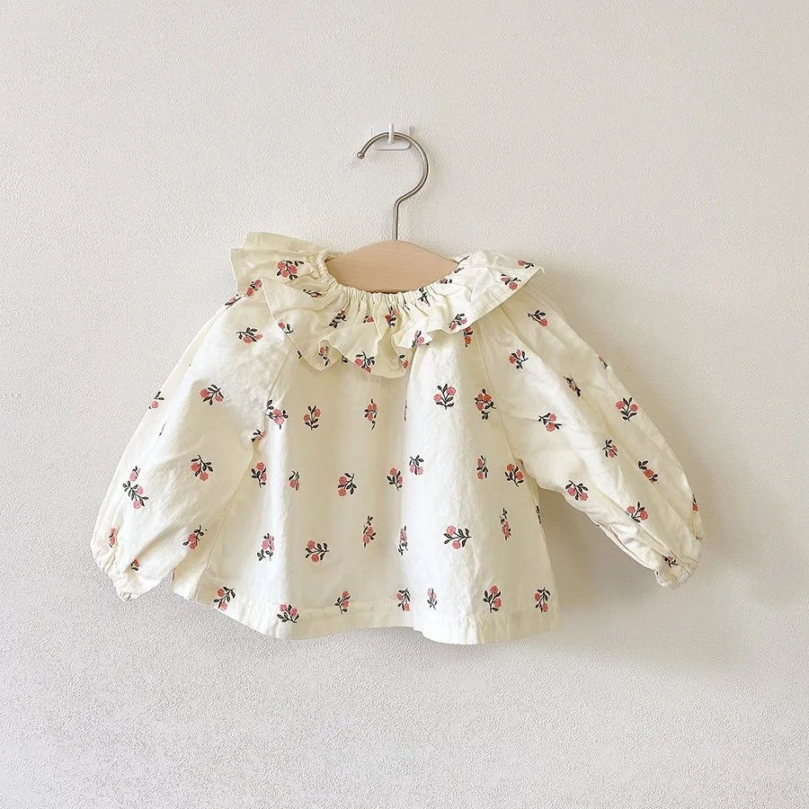 Princess Ruffle Collar Floral Long Sleeve Blouse Baby Girls Outwear