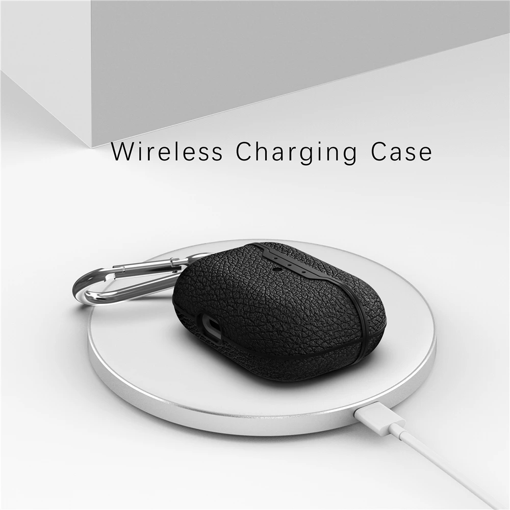 Litchi защитный чехол для AirPods Pro, чехол для наушников, зарядная коробка с подвесным кольцом, аксессуар для гарнитуры