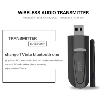 

New CSR Bluetooth 5.0 One Drag Two Transmitter with Antenna USB Powered Wireless Audio Transmitter Portable USB Adapter