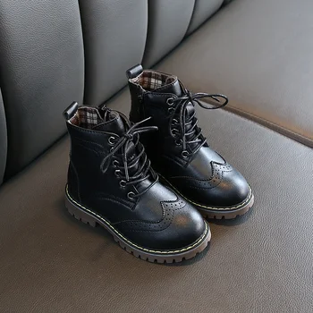 

2020 autumn winter girls black motorcycle boots shoes fashion size 26-36 big girls martin boots comfortable inner kids bota shoe