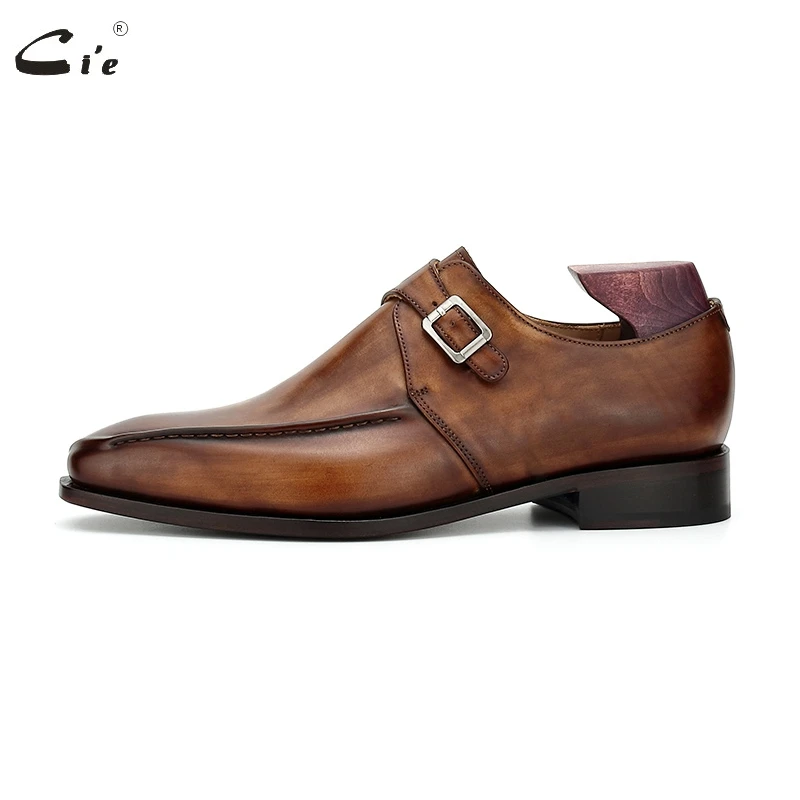cie Blake Men Office Dress Shoes Formal Leather Elegant Social Business Leather Sole Monk Straps Dark Brown Shoes MS188