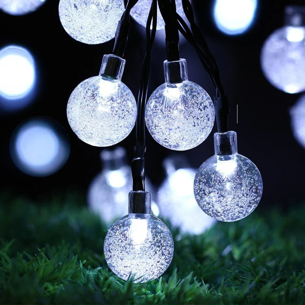 

30leds Solar Crystal Ball Lamp Sensor Light IP65 Waterproof String Outdoor Patio Party Yard Garden Wedding Lights
