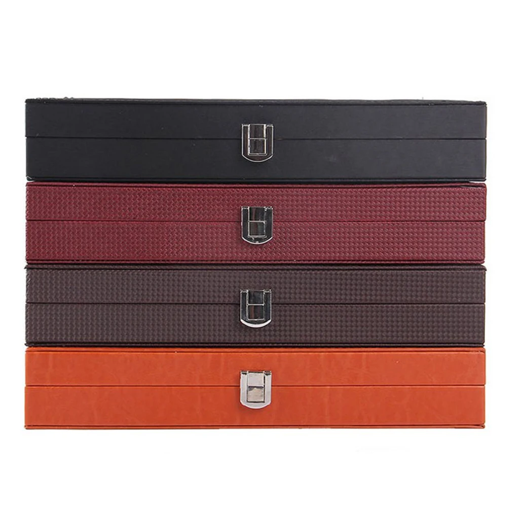 

Prettyia Leather Pen Box 12 Grids Organizer Box w/ Lid Shop Jewelry Display