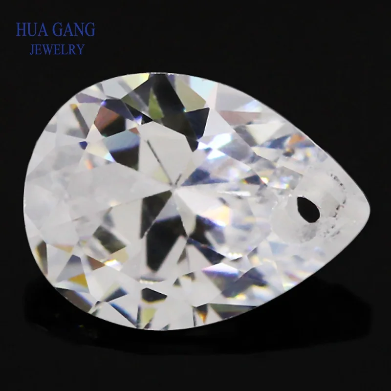 

Single Hole AAAAA Pear Shape Brilliant White Cubic Zirconia Stone For Jewerly Making 4x6~15x20 High Quality