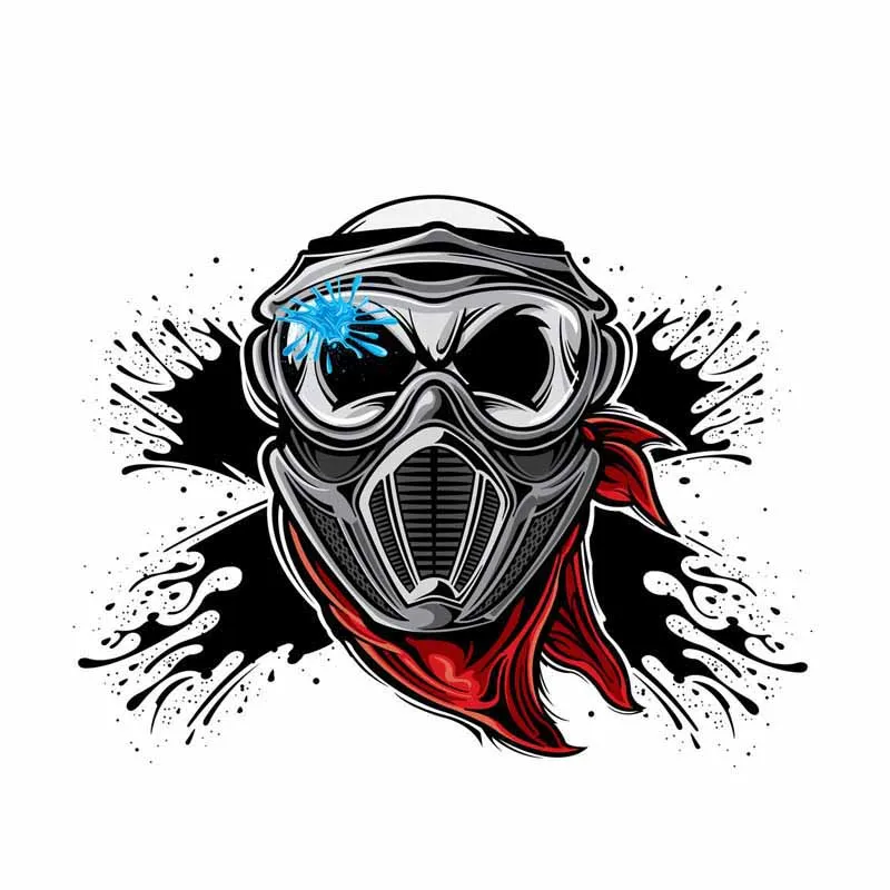 

Hot Funny Car Sticker Skull Paintball Player Reflective Decal PVC 13cm X 16cm Decoration