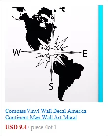 Компас Карта мира Наклейка на стену Наклейка Настенная Детская Молодежная комната гостиная украшение Виниловая наклейка для домашнего декора ZNZ03