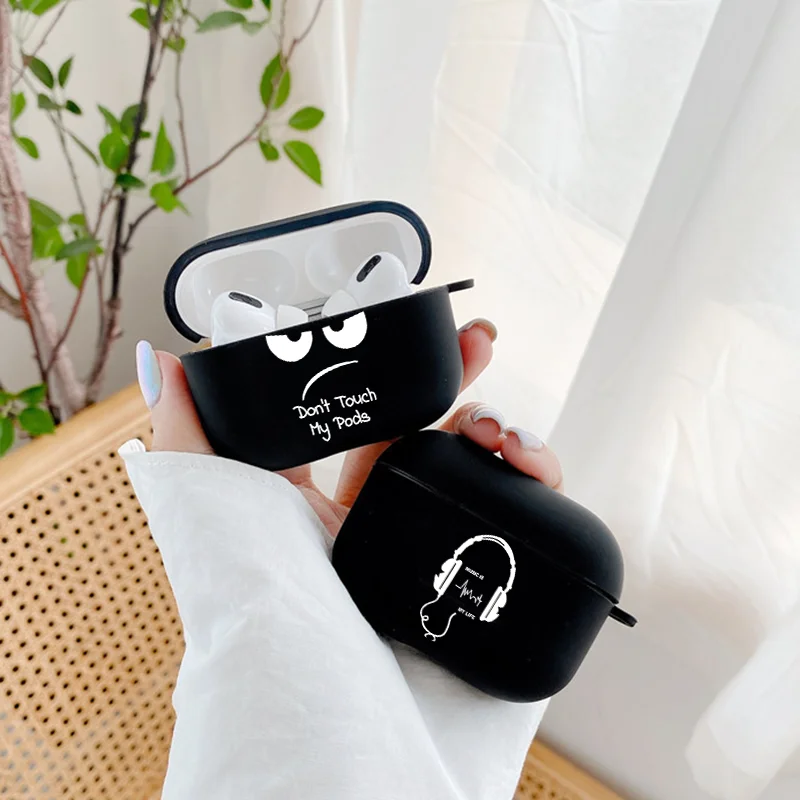 Silicone Case for Apple Airpods 1 2 Cases Coque Slogan Simple Text Dont touch Airpods Earphone Cover for AirPods Pro 3 Capa Bags