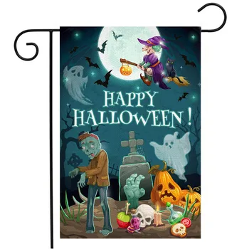 

Happy Halloween Garden Flag, Premium Fabric Double Sided, Welcome Seasonal Fall Outdoor Pumpkin Graves Ghosts Witch Decorative