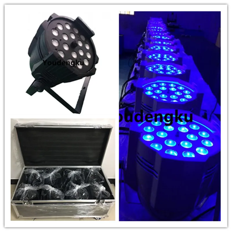 8cps with case 18x10w luces led para fiestas party DMX 512 indoor led par 4in1 rgbw led par zoom stage light