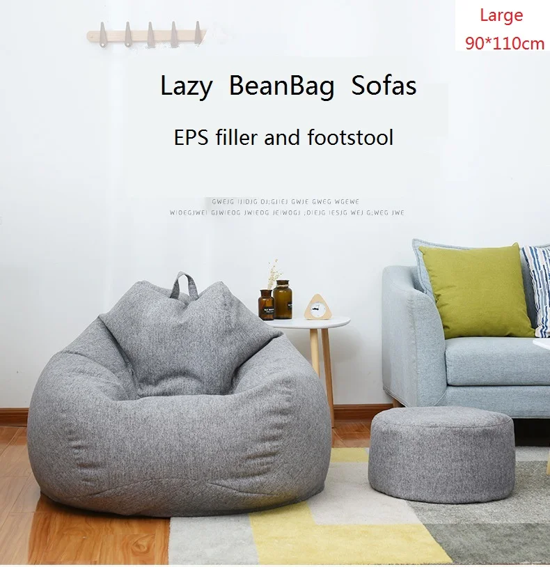 

Large lazy beanbag sofa with EPS filler tatatami balcony living room furniture comfortable cotton and hemp single sofa