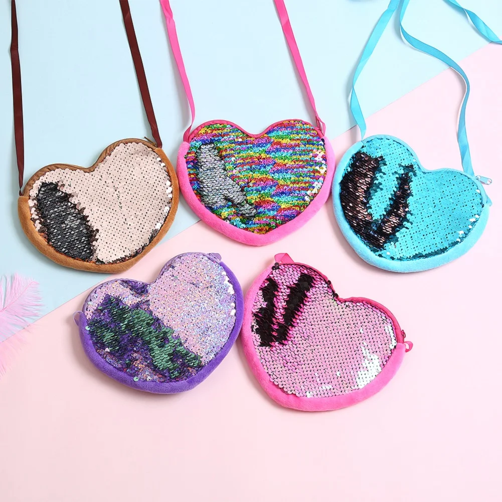 Kid Baby Girl Love Hearts Sequins Crossbody Coin Purse Wallet Clutch Bags Money Holder Pouch Kids Love Gif Handbag Bibs Burp Cloths Aliexpress