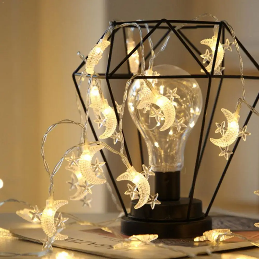 Garland Light String Moon Star Novelty Lights Fairy LED Lights Decoration Wedding Outdoor Lighting Patio Decore Lamp For Holiday