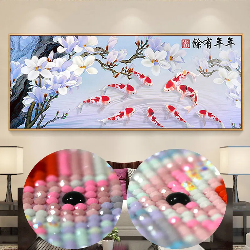 QIANZEHUI, DIY Алмазная вышивка особой формы, девять рыб, гостиная, полная алмазная живопись, вышивка крестом, украшение