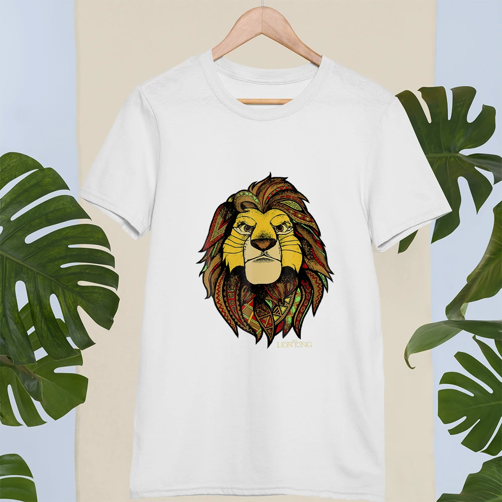 Kawaii Simba and Nala Lion King Print T shirts Female Clothing Casual Loose Unisex Tshirts Harajuku Tee Summer Women T-shirt custom t shirts