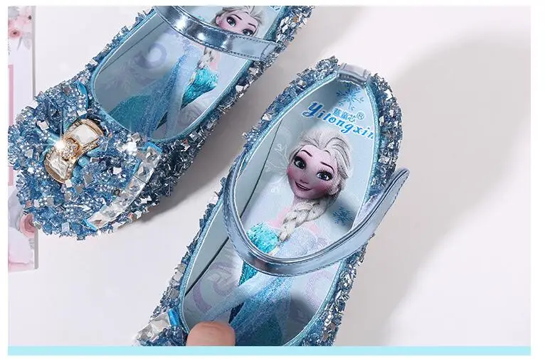 Hot Snow Queen Princess Girl Sandals Children's Pink Diamond Shoes Students Dance Shoes Size 23-36 Kids Sandal